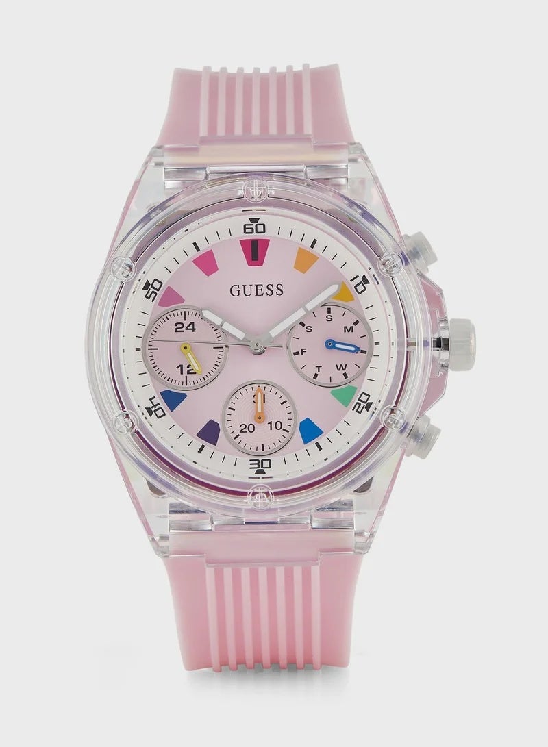 GUESS Analog Pink Dial Women's Watch-GW0438L7 - Image 1
